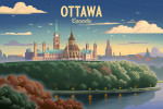 Ottawa, Canada - Lithograph - Capitol Building