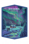 Ottawa, Ontario - Lithograph - Northern Lights & Cabin - Contour
