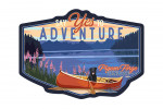 Pigeon Forge, Tennessee - Painterly - Say Yes to Adventure - Dog, Canoe, & Lake - Contour