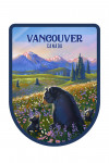 Vancouver, British Columbia - Lithograph - Bear Family in Field with Mountains - Contour