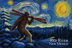 Red River, New Mexico - Starry Night - Winter Bigfoot with Skis