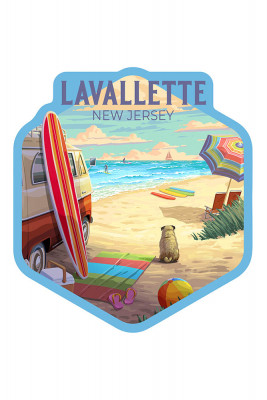 Lavallette, New Jersey - Painterly - Beach Activities - Contour