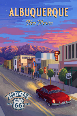 Albuquerque, New Mexico - Painterly - Main Street - Route 66