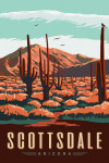 Scottsdale, Arizona - Painterly - Desert Scene with Cactus