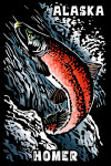 Homer, Alaska - Scratchboard Sockeye Salmon