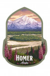 Homer, Alaska - Painterly - Mountain and Fireweeds - Contour