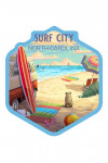 Surf City, North Carolina - Painterly - Beach Activities - Contour
