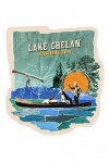 Lake Chelan, Washington - Retro Collage - Canoe - Contour