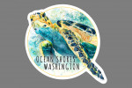 Ocean Shores, Washington - Watercolor - Sea Turtle - Contour