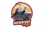 Newport, Oregon - Painterly - Seagulls on Piers - Contour