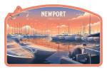 Newport, Oregon - Lithograph - Coastal Series - Home Sweet Harbor - Boats in Marina - Contour