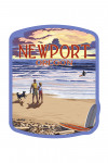Newport, Oregon - Painterly - Sunset & Beach Scene - Contour