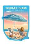 Daufuskie Island, South Carolina - Lithograph - Beach Umbrella & Chair - Contour