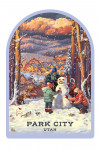 Park City, Utah - Merry & Bright - Vintage Snowman - Contour