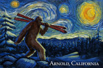 Arnold, California - Starry Night - Winter Bigfoot with Skis