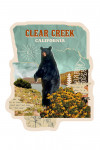 Clear Creek, California - Retro Collage - Black Bear - Contour