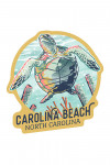 Carolina Beach, North Carolina - Graphic Pastel - Sea Turtle - Contour