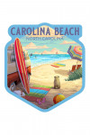 Carolina Beach, North Carolina - Painterly - Beach Activities - Contour