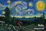Forks, Washington - Starry Night - Bigfoot