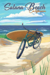 Solana Beach, California - Painterly - Beach Cruiser on Beach