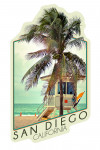 San Diego, California - Photography - Lifeguard Shack & Palm Tree - Contour