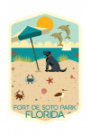 Fort De Soto Park, Florida - Geometric - Dog and Umbrella - Contour