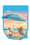 Lithograph - Beach Umbrella & Chair - Contour