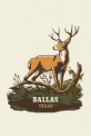 Dallas, Texas - Vintage Linework - Whitetail Deer