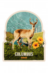 Columbus, Ohio - Retro Collage - Whitetail Deer - Contour