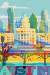 Austin, Texas - Colorful Skyline - City Series