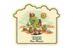 Taos, New Mexico - Vintage Mascot - Hiking Prickly Pear - Contour