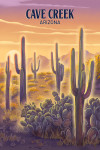 Cave Creek, Arizona - Lithograph - Cactus and Sunset