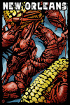 New Orleans - Scratchboard - Crawfish & Corn