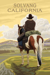 Solvang, California - Painterly - Cowboy & Horse - Facing Horizon