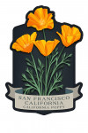 San Francisco, California - Vintage Flora Noir - California Poppy - Contour