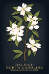 Raleigh, North Carolina - Vintage Flora Noir - Dogwood Blossom