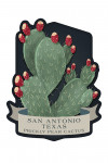 San Antonio, Texas - Vintage Flora Noir - Prickly Pear Cactus - Red - Contour