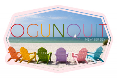 Ogunquit, Maine - Photography - Colorful Beach Chairs - Contour