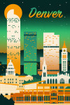 Denver, Colorado - Retro Skyline Chromatic