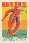 Albuquerque, New Mexico - Woodblock City Series - Chili Peppers