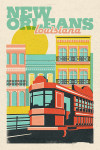 New Orleans, Louisiana - Woodblock City Series - French Quarter