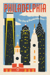 Philadelphia, Pennsylvania - Woodblock City Series - Skyline