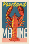 Portland, Maine - Woodblock City Series - Lobster