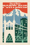 Portland, Oregon - Woodblock City Series - Skyline