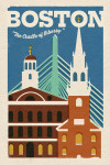Boston, Massachusetts - Woodblock City Series - Historic and Modern
