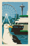 Seattle, Washington - Woodblock City Series - Waterfront