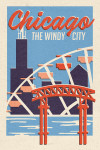 Chicago, Illinois - Woodblock City Series - Skyline