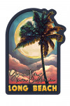 Long Beach, California - Greetings From California - Palm and Moon - Contour