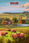Oregon - Painterly - Highland Cow