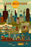 Chicago, Illinois - Geometric - Lake Michigan
